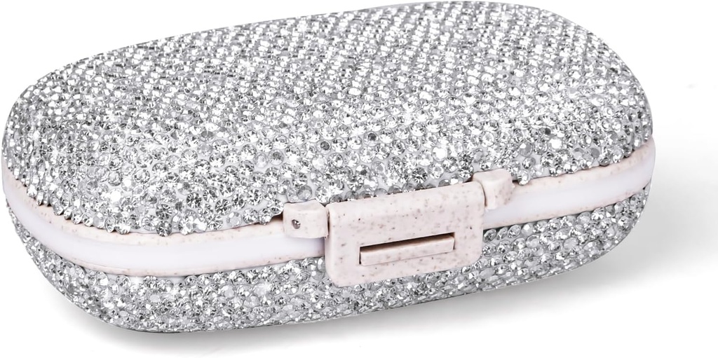 1Pack Travel Pill Organizer, 8 Compartments Portable Pill Case, Lille Pill Box til Pocket Purse Portable Medicine Vitamin Container (Sparkling Sølv)