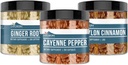 Earthborn Elements Cayenne Pepper, Ceylon Kanel & Ginger Root Bundle (200 Kapsler Hver), Pure & Ufortyndet, Ingen tilsætningsstoffer