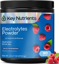 KEY NUTRIENSER Multivitamin Elektrolyter Powder Ingen sukker - Sweet Blue Raspberry Electrolyte Powder - Endurance & Energy Supplement - Hydration Powder - Ingen kalorier - 90 Servering - Made in USA