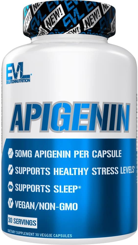 Evolution Pure Apigenin Supplement fra kamille ekstrakt - Afslappende Apigenin 50mg Bioflavonoid Stress og Mood Support Nutrition High Bioavailable Vegan Non- GMO Herbal Sleep Supplement