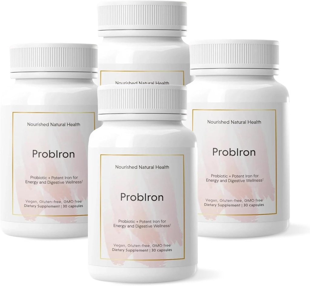 Nourised Natural Health Probacon - Kvinder Probiotika + jern supplement boostet med C-vitamin og kobber - Vegansk Formel for energi og fordøjelse Wellness - 120 kapsler