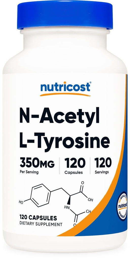 Nutricost N- Acetyl L- Tyrosin (NALT) 350 mg, 120 Kapsler - Gluten Free, Non- GMO