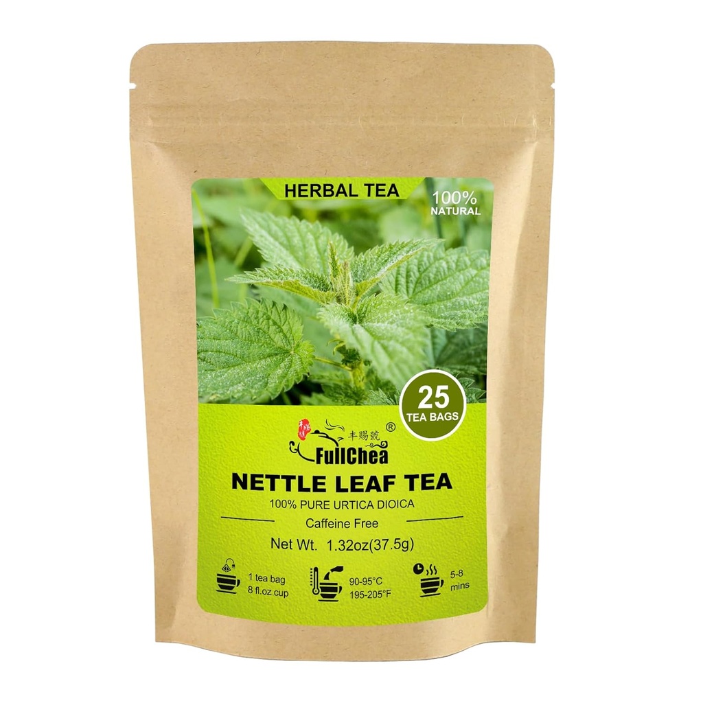 FullChea - Nettle Leaf Tea Tasker, 25 Teabags, 1,5 g / pose - Naturligt Stinging Nettle Tea - Support Eye Health & Stronthen Bones