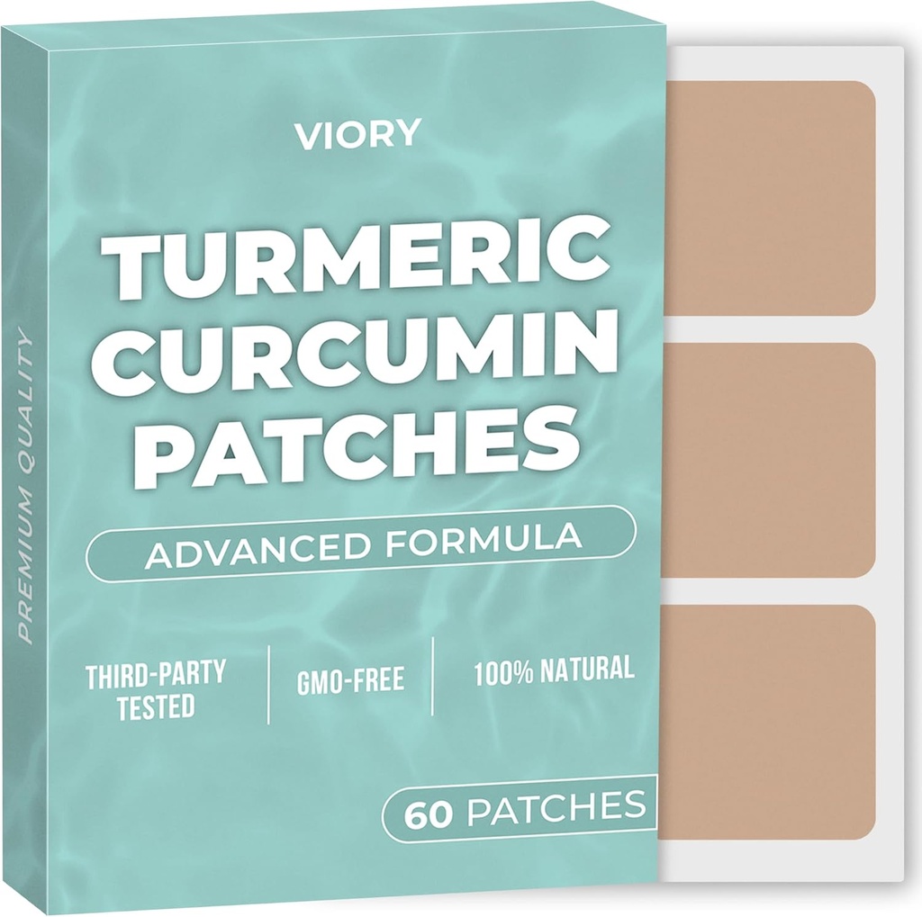 Gurkemeje Curcumin Patches (Pack of 60) - 100% Natural Patch for Kvinder og Mænd - med Biotin - Kropssupport - Forbedret formel