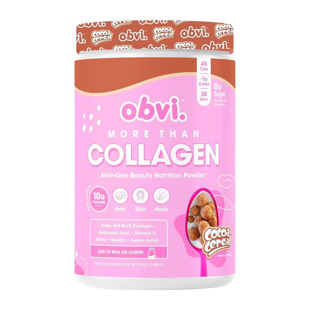 Obvi mere end collagen pulver • 124; understøtter sundt hår, hud, negle, joints, Gut • 124; Grass- Fed Multi Collagen supplement med hyaluronsyre • Biotin • Keratin • 124; Kakaocereal, 30 Servering