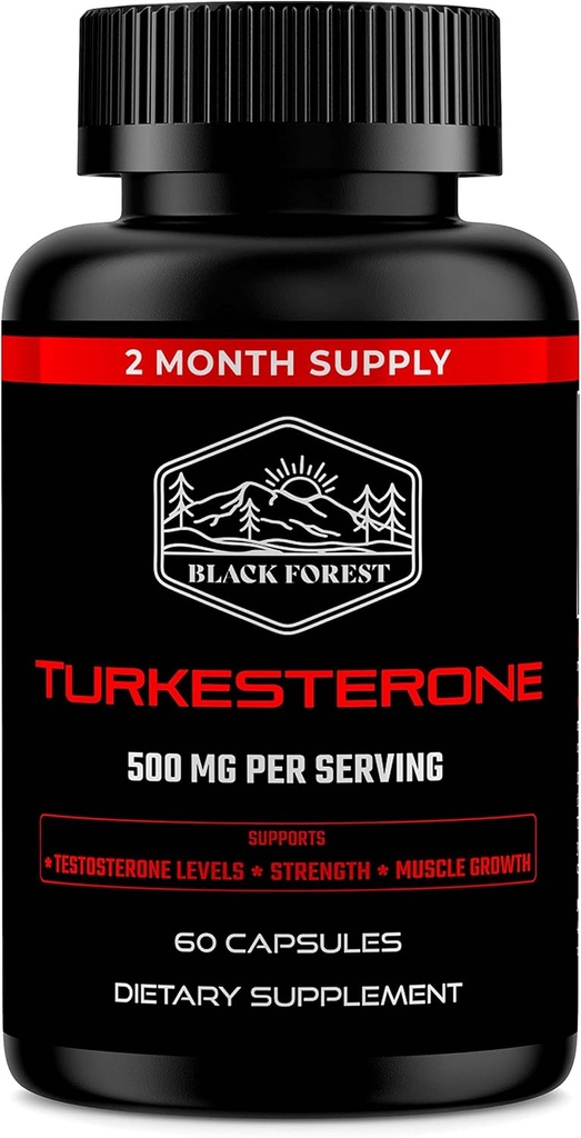 Black Forest Turkesterone Supplement 500mg Kapsel (Max Renhed 95% ekstrakt) 2 Måneder Supply (500mg Turkesteron fra 526mg af Ajuga Turkestanica) Svarende til Ecdysterone for Styrke & Muskelvækst