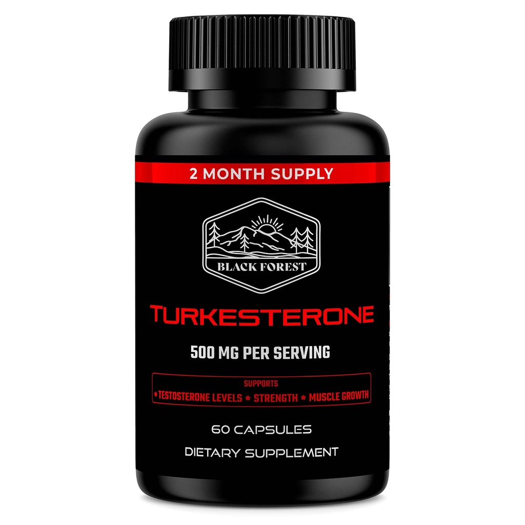 Black Forest Turkesterone Supplement 500mg Kapsel (Max Renhed 95% ekstrakt) 2 Måneder Supply (500mg Turkesteron fra 526mg af Ajuga Turkestanica) Svarende til Ecdysterone for Styrke & Muskelvækst