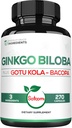 1520mg Ginkgo Biloba Kosttilskud med Gotu Kola Leaf, Bacopa Monnieri - 270 kapsler - Ekstra styrke støtte til hjerne sundhed, hukommelse, Focus & Vision kvalitet - 3 måneders forsyning