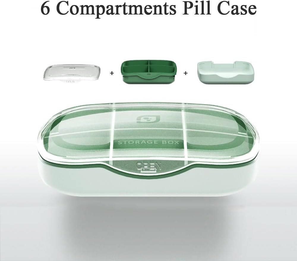 Travel Pill Organizer Box, 6 Segment Weekly Medicine Case Reminder for Purse Pocket, Daily Pharmacy Container, Medication Holder Dispenser for Fish Oil, Vitamin, Torsk Lever Oil, Supplement