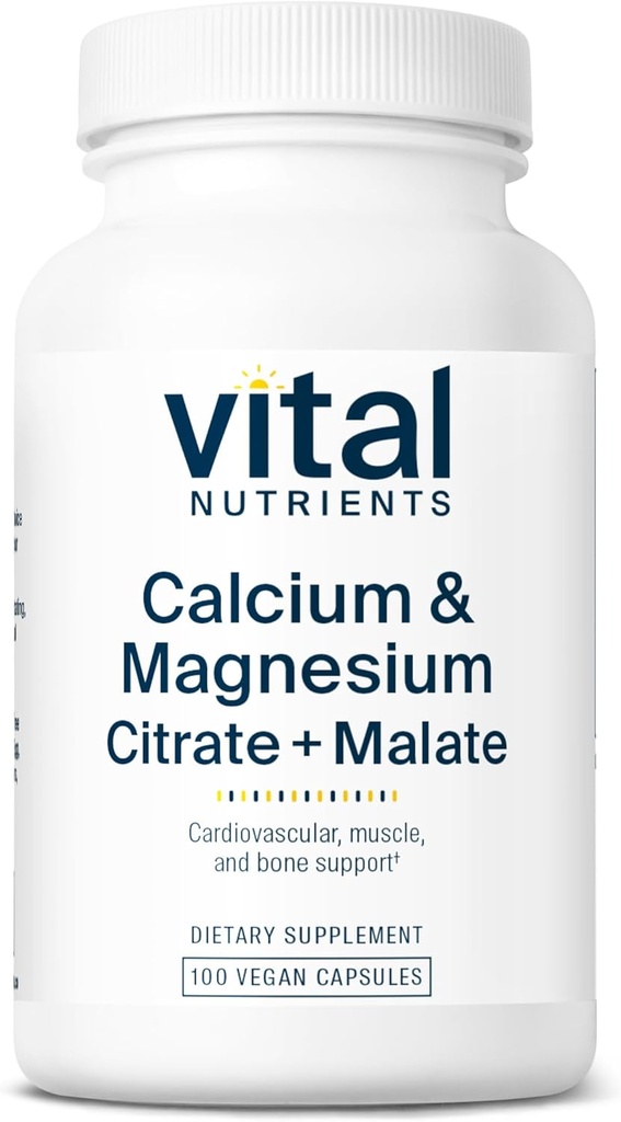 Vital Nutrients Calcium og Magnesiumstearat 124; Citrate og Malat Complex 124; Vegan supplement 124; Support Bone Strength, Muscular and Cardivaskulær Health * - 124; Gluten, Dairy and Soy Free; Non- GMO - 1. 4; 100 Kapsler
