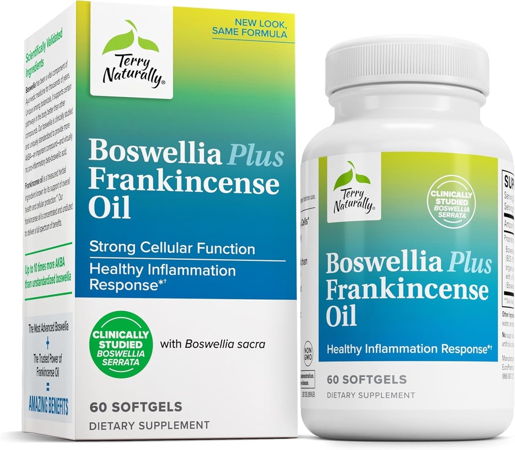 Terry naturligt Boswellia Plus Frankincense Oil - Fælles støtte supplement til støtte mobilitet & fælles komfort - Støtte Cellular Sundhed med Boswellia & Frankincense Oil - 60 Softgels