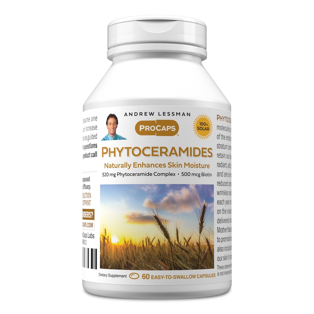 ANDREW LESSMAN Phytoceramider med Biotin 60 Softels - Huds Vital Natural Intern Moisturizer. naturligt forbedrer blød, glat, strålende hud. Ingen tilsætningsstoffer. Lille let at synke bløddele