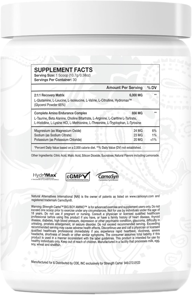 STRENGTH CARTEL Big Boy Aminos Lemon Cake, 30 Servere (pakke med 1)
