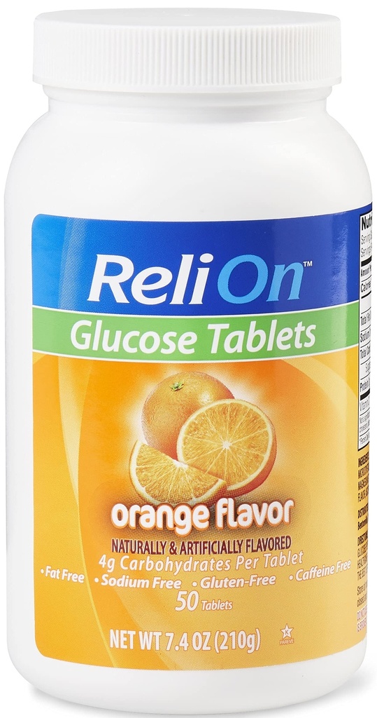 Relion Glucose Tablets - Orange Flavor - 50 tællinger