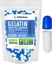 XPRS Nutra Størrelse 4 Tomme kapsler - 100 Tomme Tomme Gelatine kapsler - Piller gør det selv Capsule Fyldning - Fyldelig Pure Bovin Pille Gel Caps til Do- It- Yourself Kosttilskud (blå / hvid)