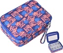 Pill Organizer Case Travel Medicine Box 7 Day Vitamin Supplement Compact Dispenser i lynlås Pouch Bag (US Flag)