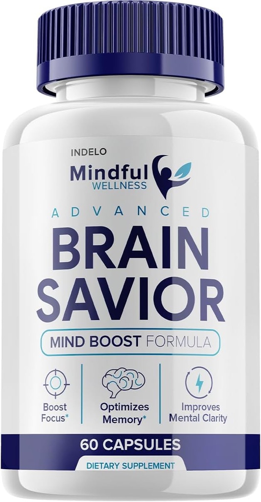 Mindfull Wellness Advanced Brain Savior Capsules Pills, Mindfull Wellness Brain Savior Mind Boost tillæg for kognition og fokus, Brain Savior af Mindfull Welness Brain Pills supplement (60 Kapsler)
