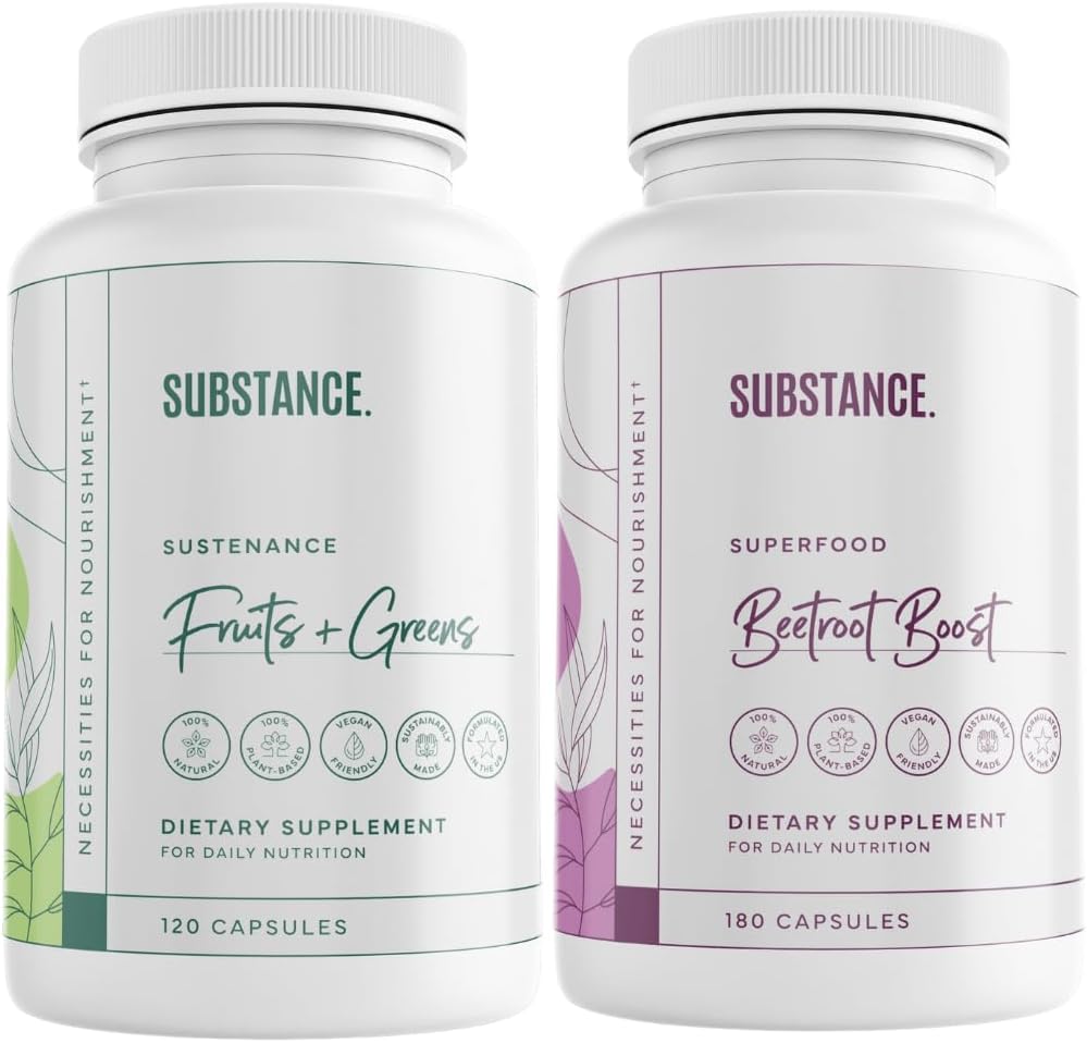 Stoffet. Bundle: Nature 's Sustakenance Daily Fruits & Veggies (120 Kapsler) + Beetroot Boost (180 Kapsler) - Natural Energy Boost & Samlet Wellness - US Made, Vegan- Friendly