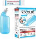 Nasopure Nasal Wash, System Kit, "The Nicer Neti Pot" Sinus Wash Kit, Komfortabel Nasal Rinse 8 Oz Flaske & 20 Salt Pakker (3.75 Bedste Hver), Nasal Congestion, Cold, Flu, Allergi, Nasal Vandladning