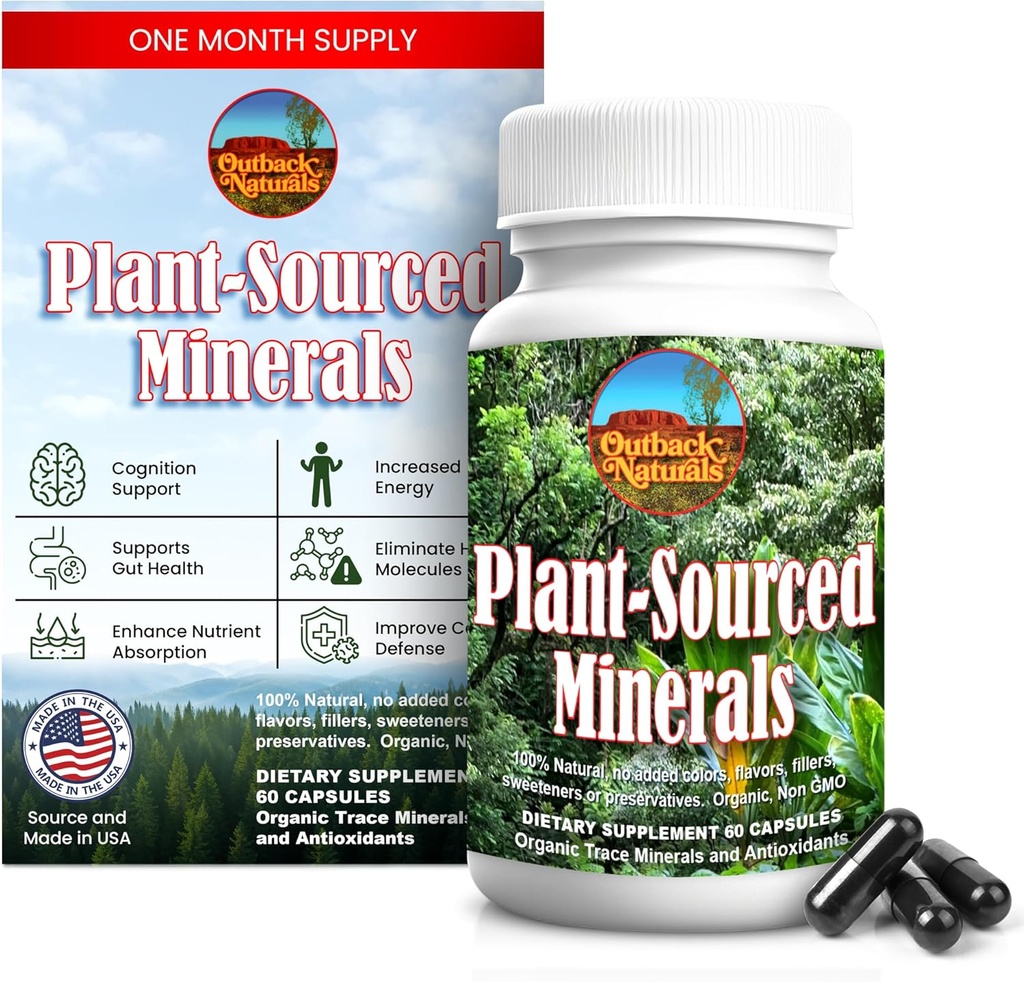 Plante- souced Minerals, 60 kapsler, Organic Natural Trace Minerals og antioxidanter, der understøtter immun- og fordøjelsessystemer, fremme optimal sundhed. Sourced and Made in USA