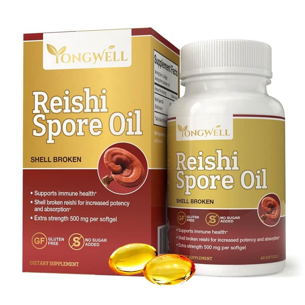 Reishi Spore Oil Shell Broken Extra Strength 500mg (60 Softgels)