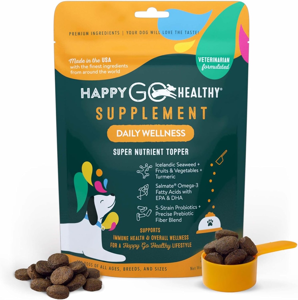 Daglige Wellness Kosttilskud til hunde • 124; Øger immunsystemet support og fordøjelsesbesvær • Gut sundhed for hunde og hvalpe • 124; Alle naturlige ingredienser Tasty Kibble Dog Topper • 124; 21 Count Pack