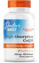 Doctor 's Best High Absorption CoQ10 med BioPerine, Gluten Free, naturligt gæret, Heart Health, Energy Production, 100 mg, 120 Greve