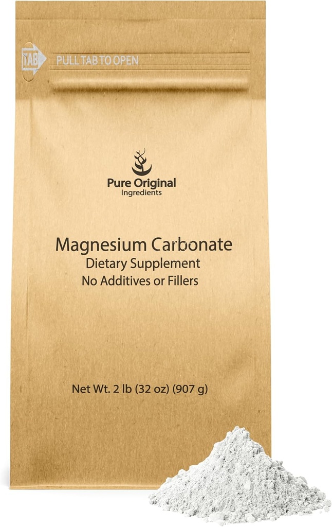 Pure Original Ingredienser Magnesiumcarbonat, Magnesiumtillæg, non-GMO, Multi- Formål (2 Pund)