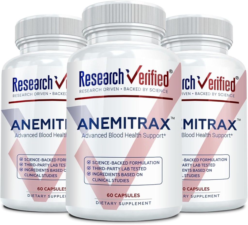 Forskning Verificeret anæmi Support - Replenish Jern, Regulere Hæmoglobin, Forbedre energi - Jern, C-vitamin, A-vitamin, B12, Folate, BioPerine - 180 Kapsler - Vegan