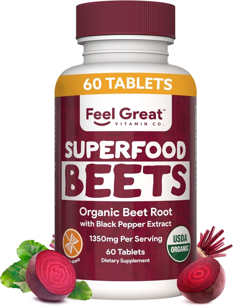 Føl store vitaminer Økologisk Beet Root Powder Kosttilskud (tabletter)