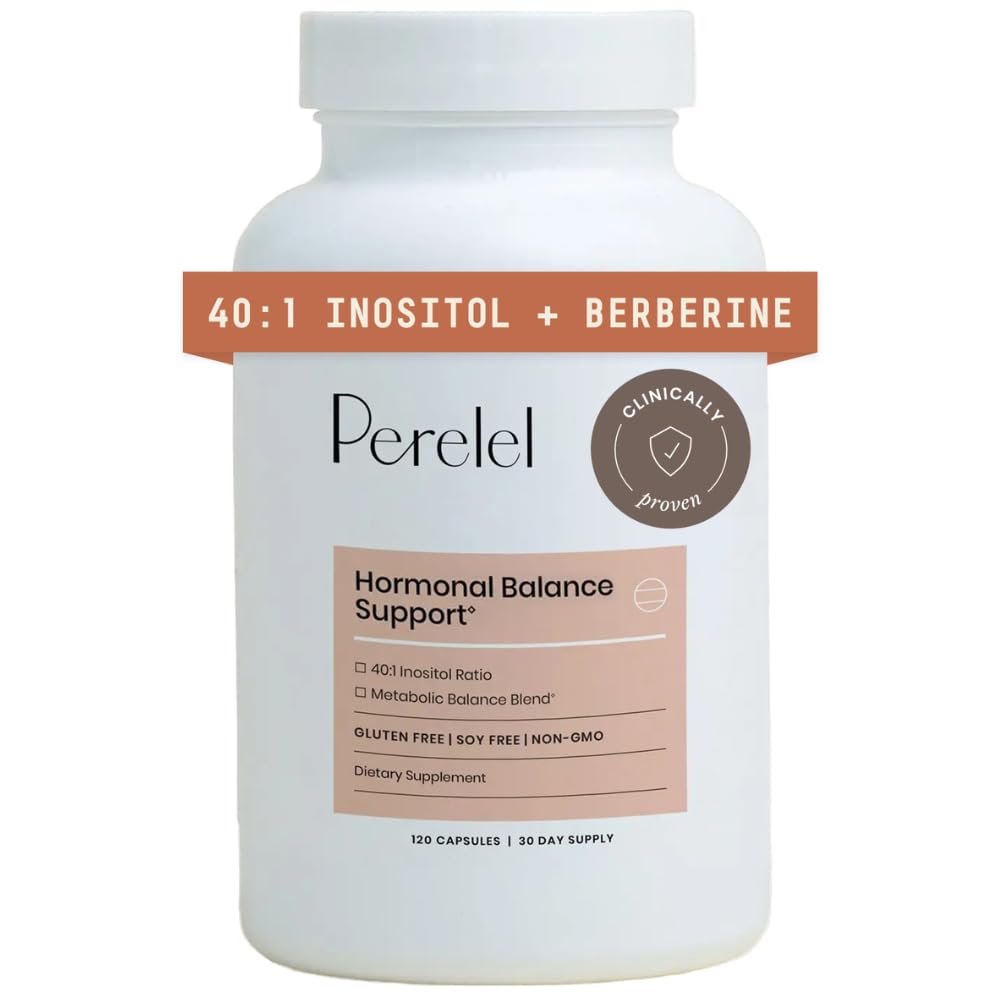Perrelel Hormone Balance Support, Womens Inositol Supplement med Berberine, Myo & D Chiro Inositol, Alpha Lipoic Acid, & Dim til støtte Kvindelig sundhed, Soy, Dairy & Gluten Free, Ikke GMO, 120 Kapsler