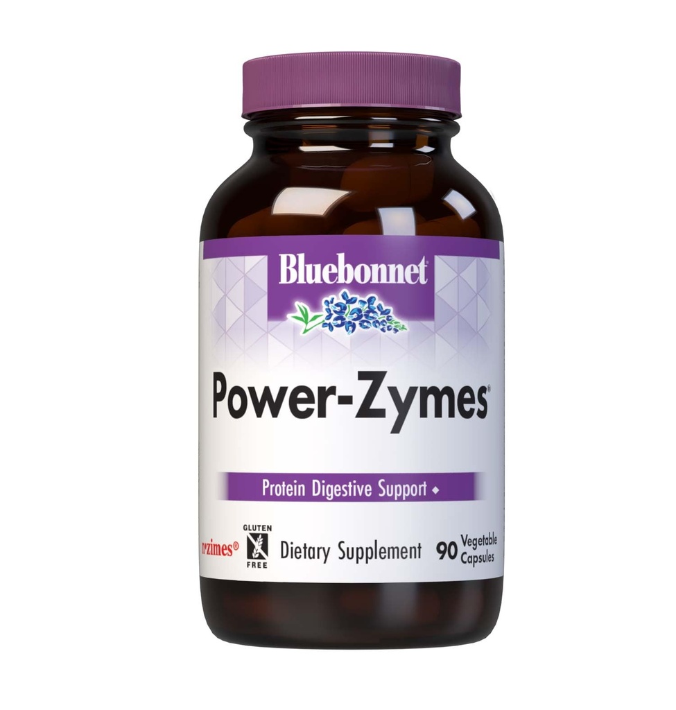 Bluebonnet Nutrition Power- Zymes, Protein fordøjelsesstøtte *, Soy- Free, Gluten- Free, Dairy- Free, 90 Vegetabilske kapsler, 90 Servering