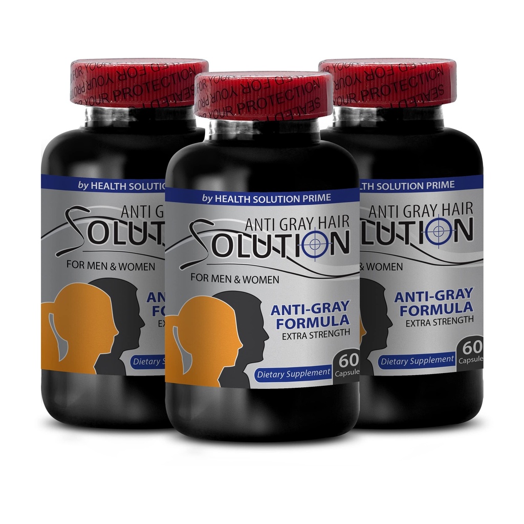 Vitamin b6 pantothensyre - Anti Gray Hår Solution - Gray Hår Reversal til mænd og kvinder, Hår supplement til kvinder, naturlige hårfarve, biotin supplement til hår, Saw Pametto, 3 Bot 180 Caps