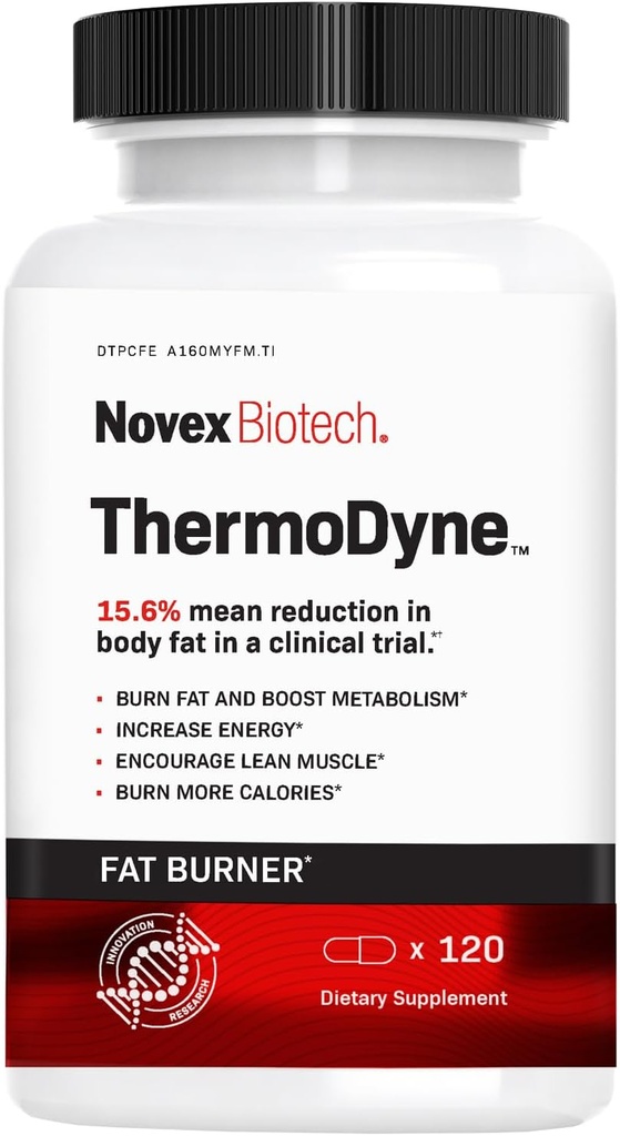 Novex Biotech ThermoDyne - Thermogen Fat Burner - Appetite Suppressant - Metabolisme Boost - Burn kalorier - Energy Booster - Fat Burning Pills - Promote Lean Muscle Tone - 30-dages forsyning