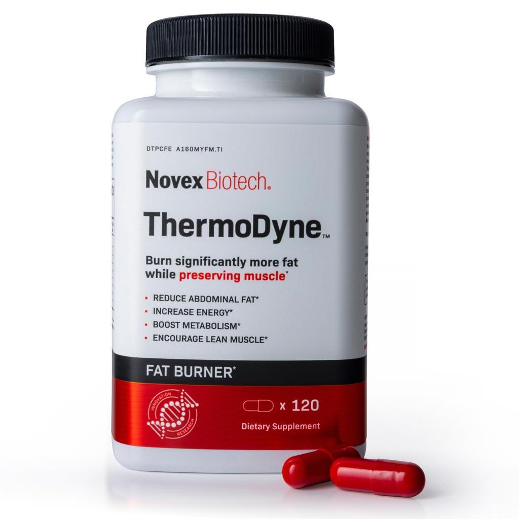 Novex Biotech ThermoDyne - Thermogen Fat Burner - Appetite Suppressant - Metabolisme Boost - Burn kalorier - Energy Booster - Fat Burning Pills - Promote Lean Muscle Tone - 30-dages forsyning
