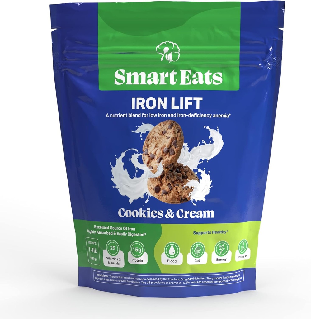 Smart spiser Iron Lift 124; Powder Iron Supplementary 124; Mere energi Budding 124; Dødbringende Iron Buddy 124; Support Hår, Hud, fordøjelsesmiddel 124; Great for børn og voksne Buddy 124; gør smagfulde drikkevarer / smoothies Buddy 124; Cookies & Cream Buddy 124; 30 Scoops