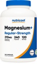 Nutricost Magnesium + Regelmæssig Styrke (210mg, 240 kapsler) - 120 Servering, Lavet med Magnesium Glycinate og Oxide, Non- GMO, Gluten Free og Vegansk Friendly