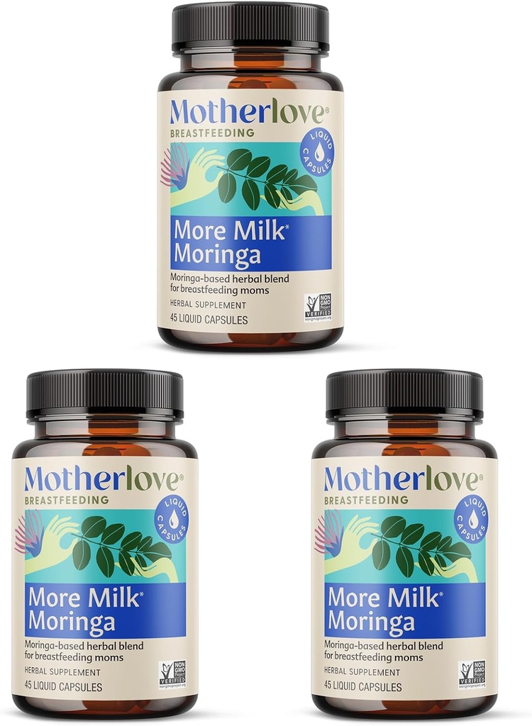 Motherlove More Milk Moringa (135 Liquid caps) Moringabaseret Amning supplement til støtte Breast Milk Supply - Ikke-GMO, Økologiske urter, Vegan, Kosher