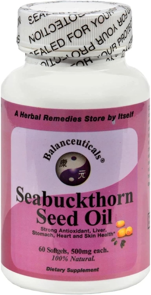 Seabuckthorn Seed Oil, 500 mg Kosttilskud Softgels, 60- Count Flaske