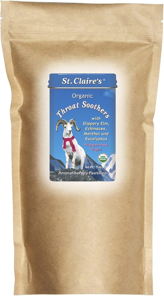 St. Claires Organics Throat Soothers (27 Ounce Refill Bag) Gluten- Free, Vegan, GMO- Free, Plant- Based, Allergen- Free Measures 124; Lavet i vores allergen- Free Facility