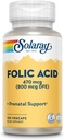 SOLARAY folinsyre - B9-vitamin folinsyre tillæg, Prenatal Vitamin - blodcelle udvikling support - Vegan, Lab Verified, 60- dag garanti - 100 Servere, 100 VegCaps