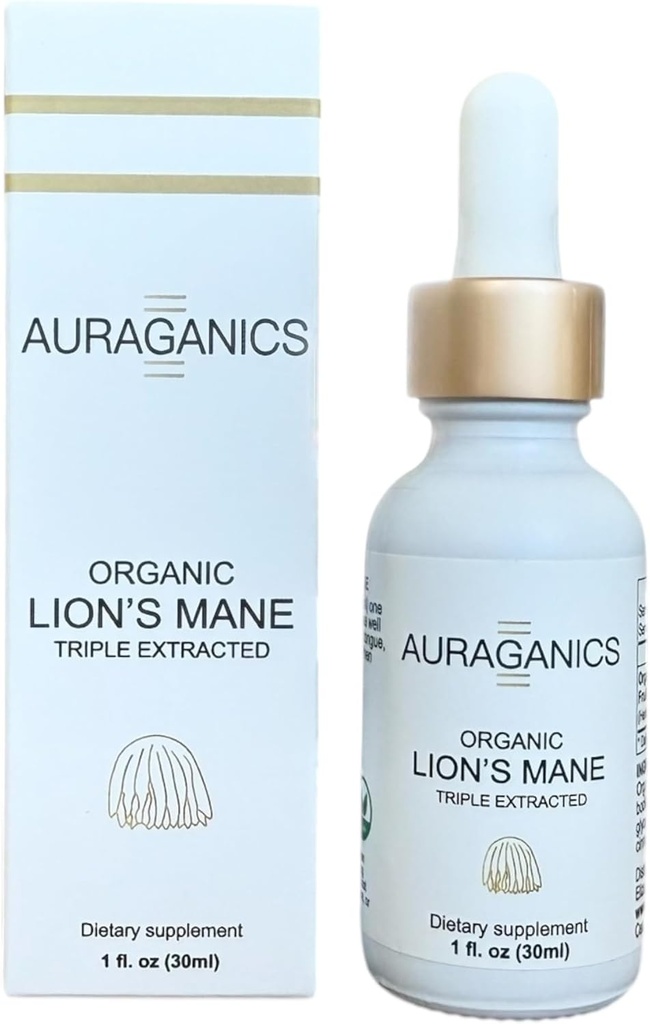 Organic Triple Extraded Lion 's Mane Mushroom Fruiting Body Tincture 124; USA Grown and Certified Organic Measures 124; Anvendelse til Focus, Memory og Mental Clarity