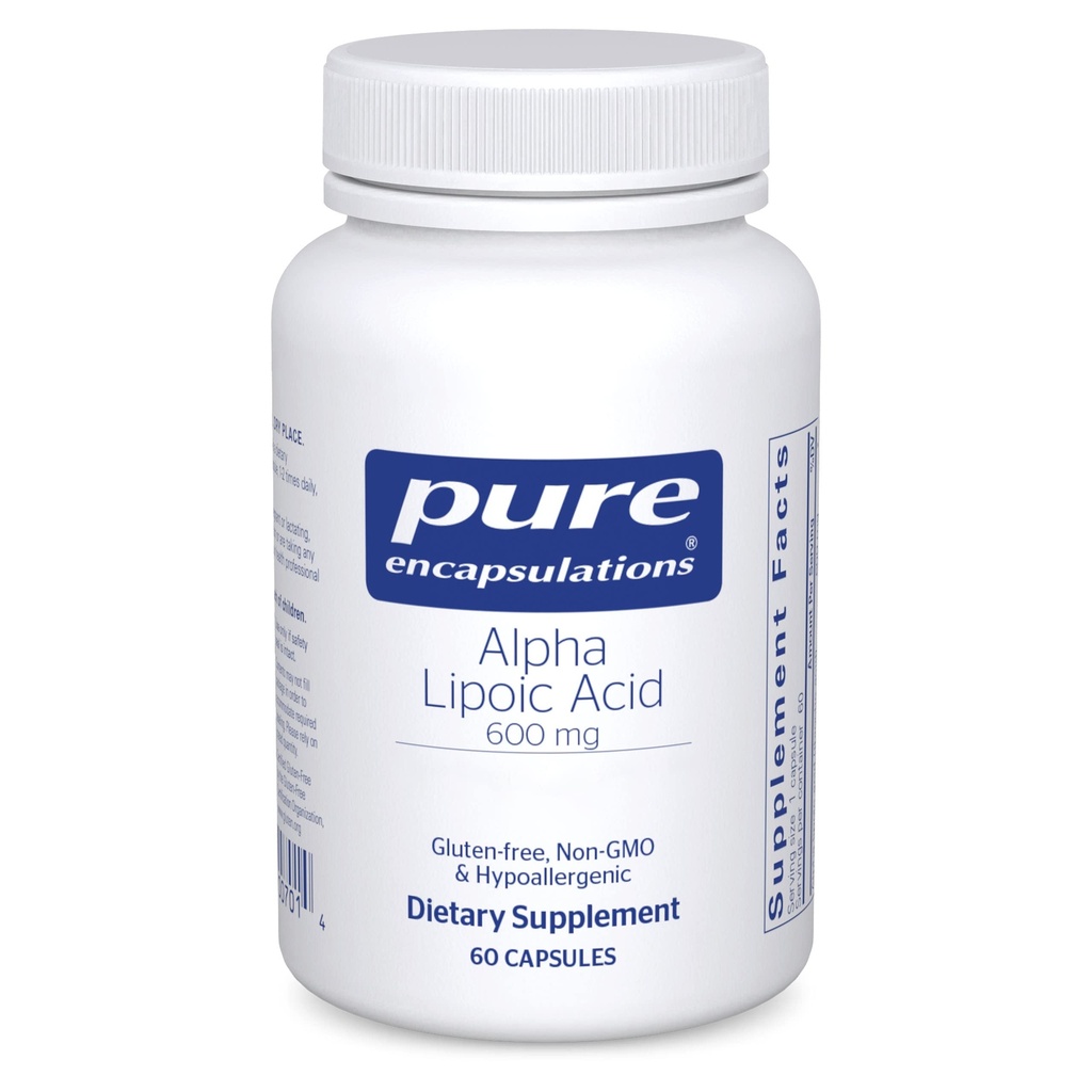 Ren indkapsling Alpha lipoinsyre 600 mg - ALA supplement til leverstøtte, antioxidanter, nervesundhed, cardiovaskulær sundhed & kulhydrat support - Premium Alpha liposyre - 60 kapsler