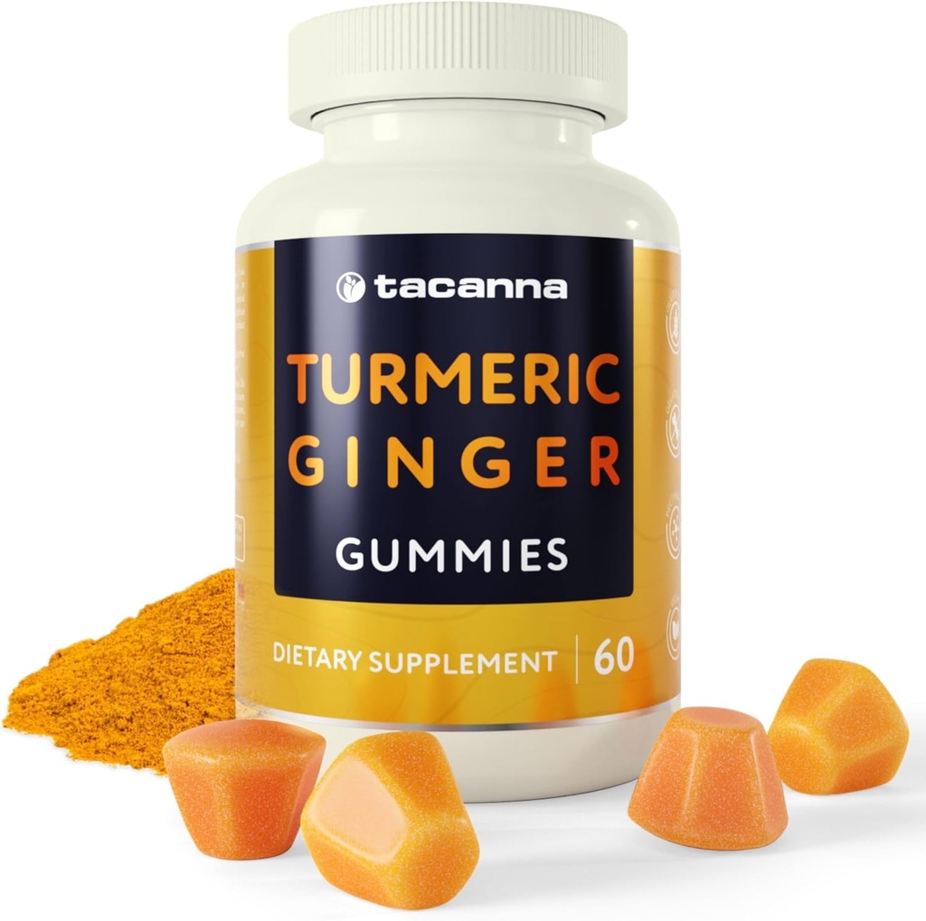 TACANNA Gurkemeje og ingefær - 60 Greve for voksne og teenagere, Apricot Flavor, immunforsvar, non-GMO & Gluten Free Supplement