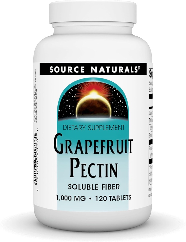 Source Naturals Grapefrugt Pectin, Opløselig Fiber - 1000 mg Kosttilskud - 120 tabletter