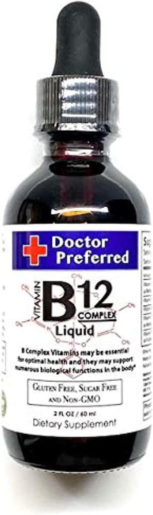 Vitamin B12 Complex Flydende Sublingual Drops Hurtig Absorption B2, B3, B5, B6 og B12. 2 fl oz - 60 Day Supply