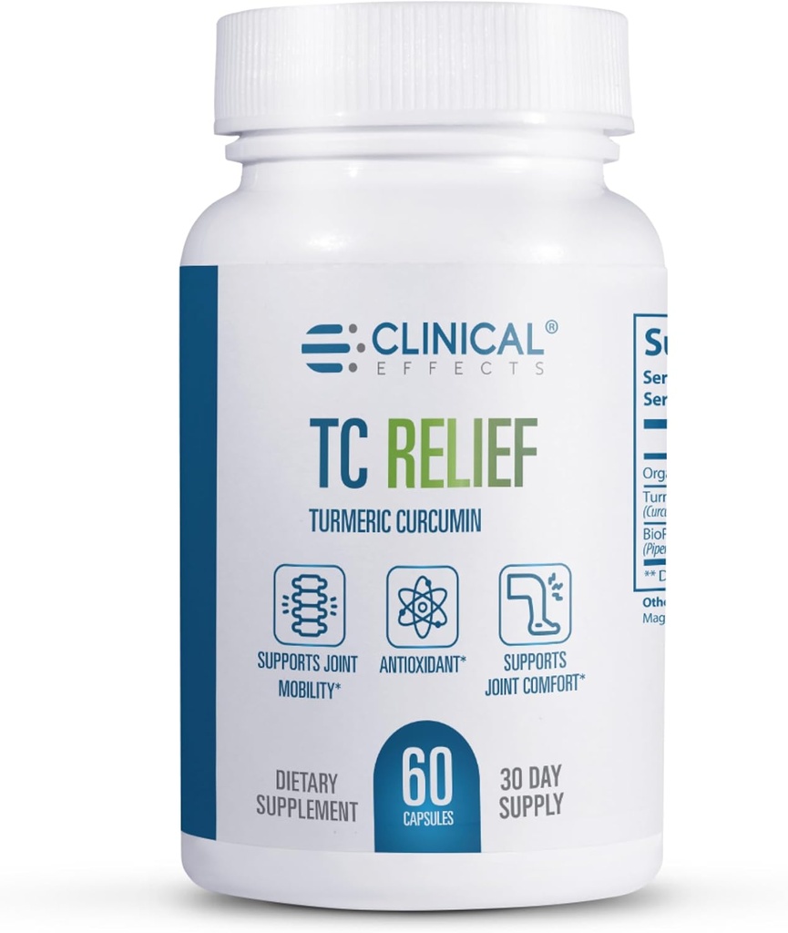 Kliniske effekter TC Relief - Gurkemeje med Bioperine Black Pepper - Fælles supplement til Comfort og mobilitet - 60 kapsler