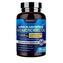 Krill Oil 1200 mg Omega 3 tillæg, Krill Oil Omega 3 med høj Absorption EPA, DHA, Astaxanthin & Phospholipider, understøtter hjerte & fælles sundhed, Ingen Fishy Eftersmag - 120 Softgels (60 Servere)