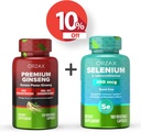 ORZAX Premium Ginseng 120 Vegaserbare kapsler og Selenium 200 Mg 180 Vegaserbare kapsler, Bundle