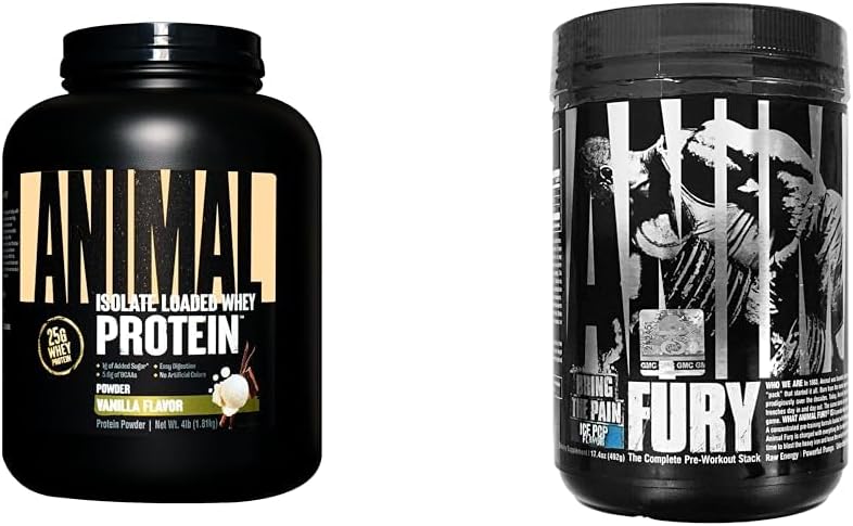 Animal Whey Isolate Whey Protein Powder – Isolate Loaded for Post Workout and Recovery & Fury - Pre Workout Powder Supplement for Energy and Focus